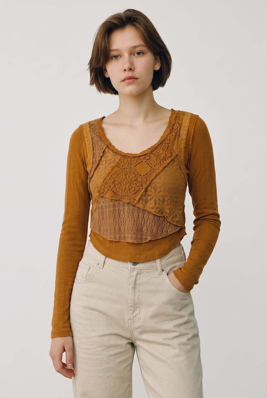 Free People Taylor Layered Look Top in Cathay Spice